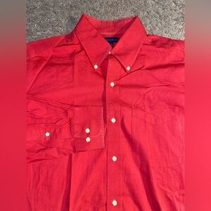 Tommy Hilfiger Button Down Mens Size Large Red Cotton Dress Work Shirt